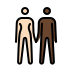 woman and man holding hands, light skin tone, dark skin tone